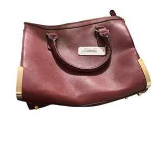 BURGUNDY satchel with crossbody strap, nwt